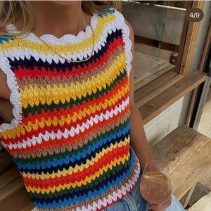 Victoria Victoria | Beckham Rainbow Crochet Sleeveless Top